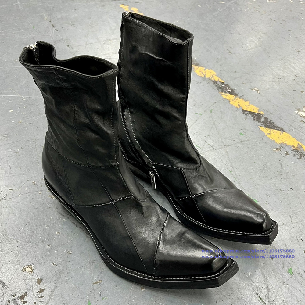 Chelsea Boots Suede - Botas masculinas de couro preto dedo