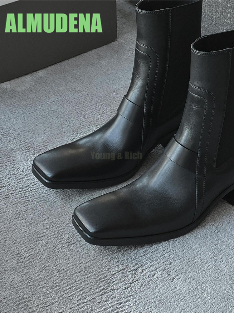 Chelsea Boots Suede - Dedo do pé quadrado, botas de