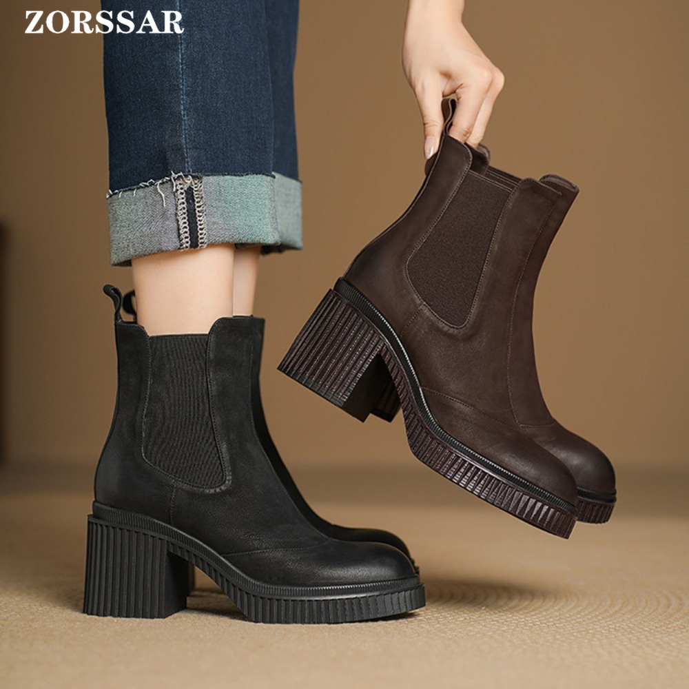 Chelsea Boots Suede - 2025 inverno salto quadrado tornozelo bota