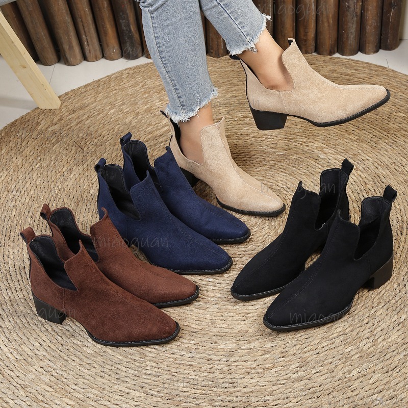 Chelsea Boots Suede - Botas femininas de camurça Chelsea com
