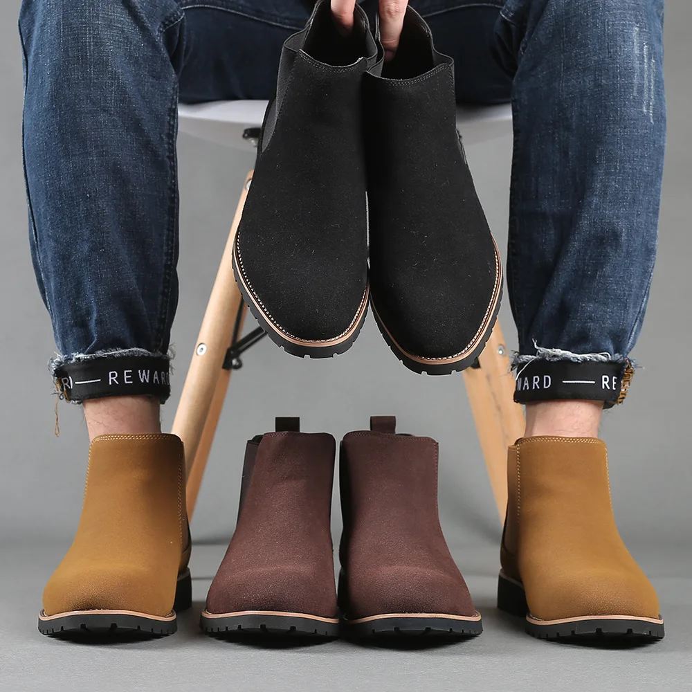 Chelsea Boots Suede - Botas de tornozelo masculinas estilo britânico