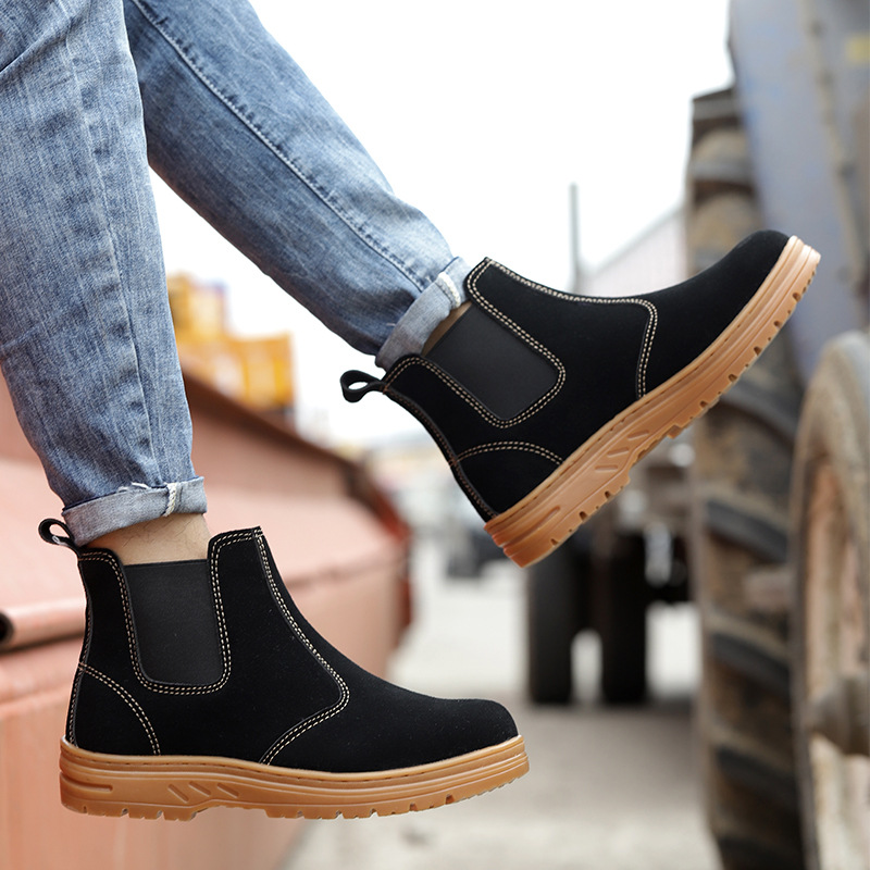 Homens moda biqueira de aço bo - Chelsea Boots Suede avaliação e preço